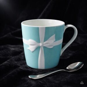 Tiffany & Co Tiffany Blue Gift Box Ribbon Mug Porcelain, Collector Piece